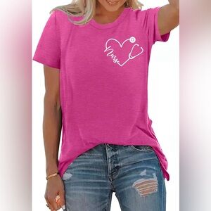 Pink Nurse Heart Graphic Women's Top